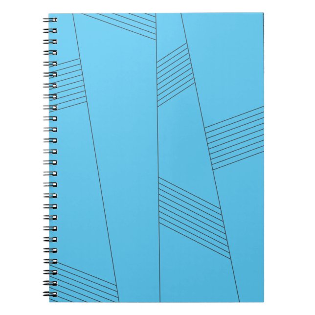 Blue, simple, elegant, abstract line pattern notebook (Front)