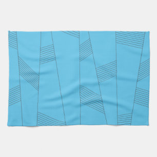 Blue, simple, elegant, abstract line pattern tea towel