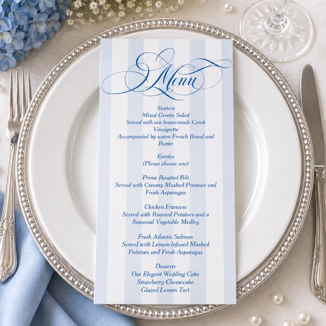 Blue Simple Elegant Script Wedding Menu (Creator Uploaded)