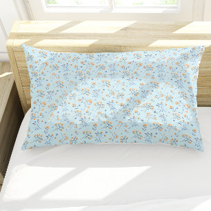 Blue Simple Minimal Wildflower Pattern   Pillowcase