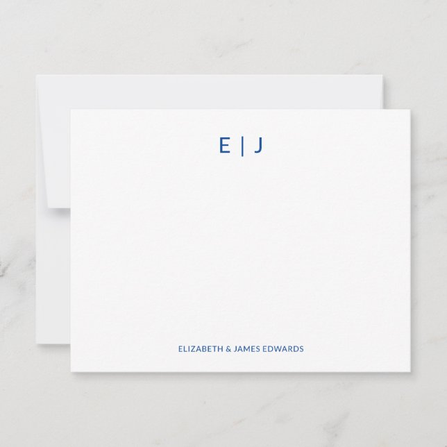 Blue Simple Minimalist Couple Initials Card (Front)
