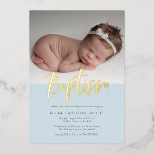 Blue Simple Modern Calligraphy Baptism Photo 