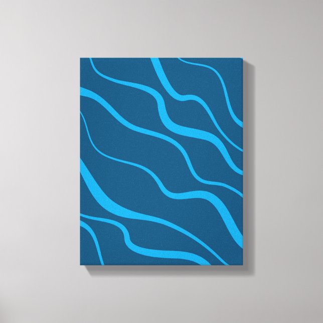 Blue, simple, modern, cool wave abstraction canvas print (Front)