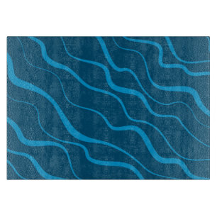 Blue, simple, modern, cool wave abstraction cutting board