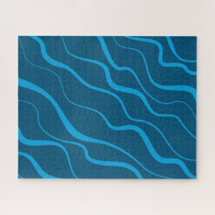 Blue, simple, modern, cool wave abstraction jigsaw puzzle