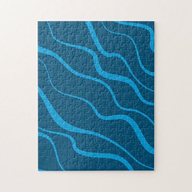 Blue, simple, modern, cool wave abstraction jigsaw puzzle (Vertical)