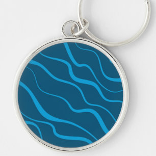Blue, simple, modern, cool wave abstraction key ring