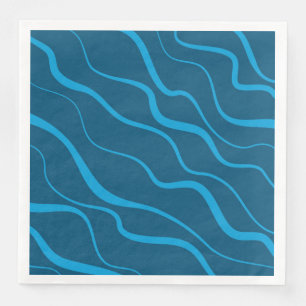 Blue, simple, modern, cool wave abstraction napkin