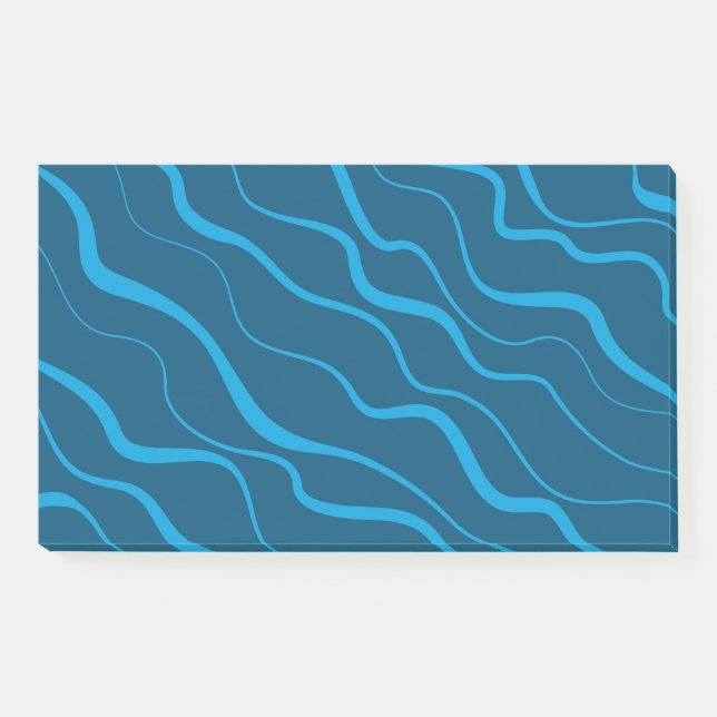 Blue, simple, modern, cool wave abstraction post-it notes (Front)