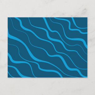 Blue, simple, modern, cool wave abstraction postcard