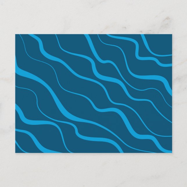 Blue, simple, modern, cool wave abstraction postcard (Front)