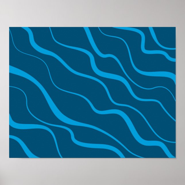 Blue, simple, modern, cool wave abstraction poster (Front)