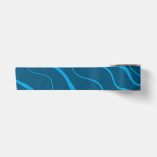 Blue, simple, modern, cool wave abstraction satin ribbon