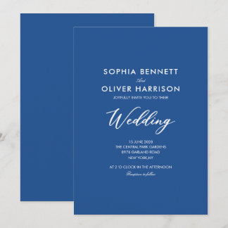 blue SIMPLE modern elegant WEDDING INVITE