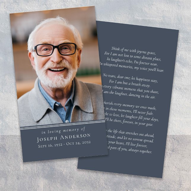 Blue Simple Modern Photo Funeral Prayer Card (Creator Uploaded)