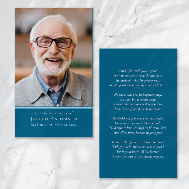 Blue Simple Modern Photo Funeral Prayer Card (Creator Uploaded)