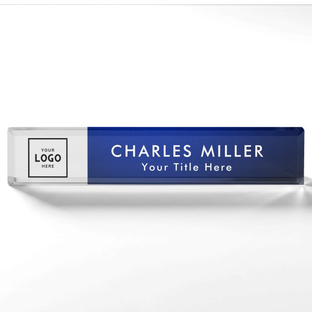 Blue simple Modern Professional business logo  Nameplate (Front)