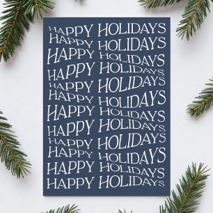 Blue Simple Modern Unique Non-Photo Happy Holidays Holiday Card