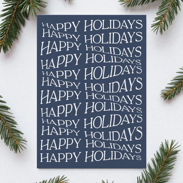 Blue Simple Modern Unique Non-Photo Happy Holidays Holiday Card (Blue Simple Modern Unique Non-Photo Happy Holidays Holiday Card)