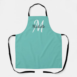 Blue Simple Monogram Classic Trendy Apron
