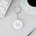 Blue Simple Monogram Personalised Key Ring<br><div class="desc">Add a touch of modern elegance to your everyday essentials with this chic blue monogram keys lanyard. Featuring a simple, minimalist design with a stylish calligraphy script and bold typography, this lanyard is the perfect balance of professional and contemporary. Personalise it with your name and initial for a sophisticated, one-of-a-kind...</div>