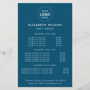Blue Simple Salon Service Menu Flyer