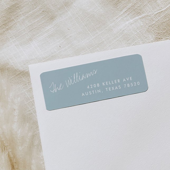 Blue Simple Script Name Return Address Labels (Blue diagonal family name return address labels.)