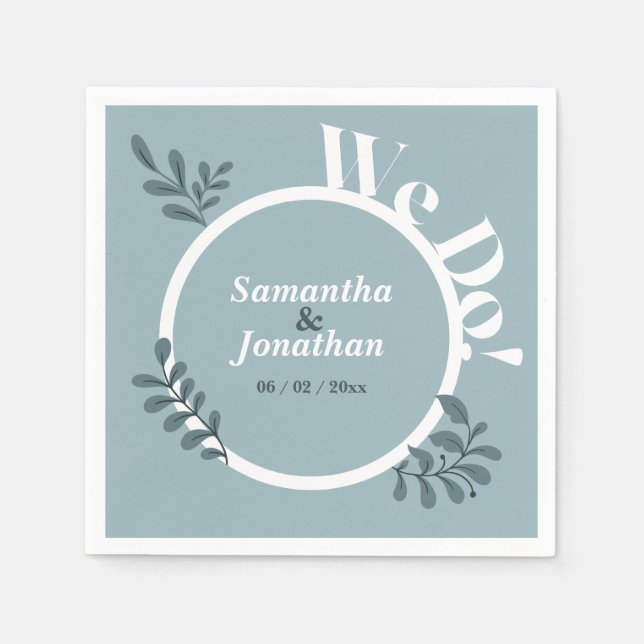 Blue Simple Wedding Napkin (Front)