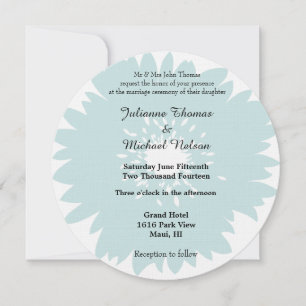 Blue Simplicity Flower Wedding Invitation