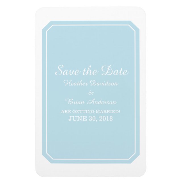 Blue Simply Elegant Save the Date Magnet (Vertical)