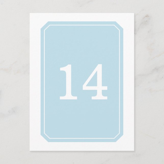Blue Simply Elegant Table Number Postcard (Front)
