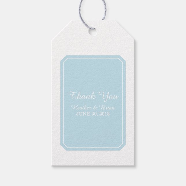 Blue Simply Elegant Wedding Gift Tags (Front)