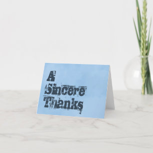 Blue Sincere Thanks Thank You Card