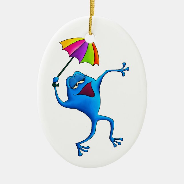 Blue Singing Frog Ornament (Front)