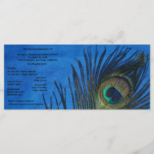 Blue Single Peacock Wedding Program Programme