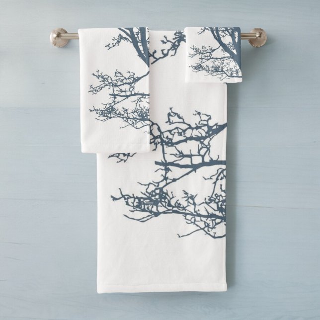 Blue Single Tree Boho Bath Towel Set (Creator Uploaded)