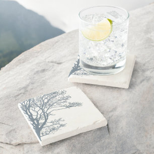 Blue Single Tree Boho Stone Coaster