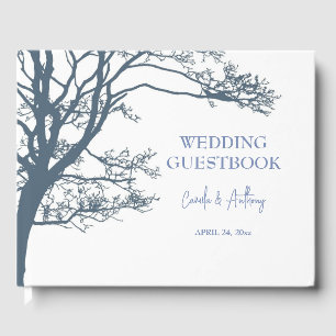 Blue Single Tree Boho Wedding Guest Book