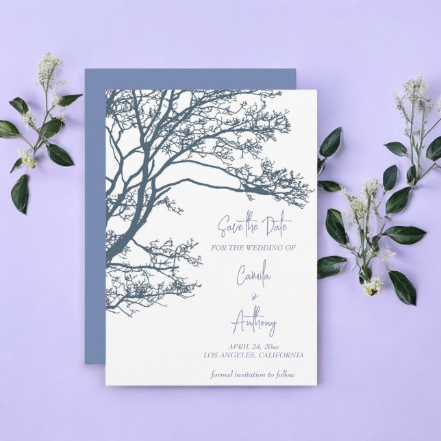 Blue Single Tree Boho Wedding Invitation (Creator Uploaded)