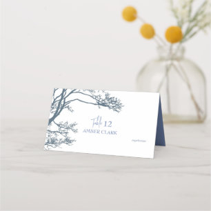 Blue Single Tree Boho Wedding Place Card