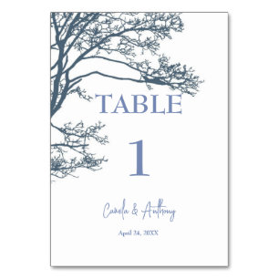 Blue Single Tree Boho Wedding Table Number