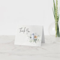 Blue Sip & See New Baby Folded Thank You Card