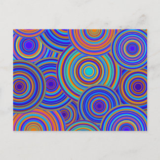 Blue Sixties Circles Pattern Postcard