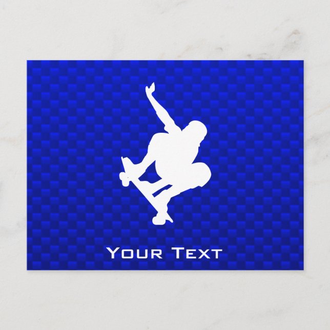 Blue Skateboarding Postcard (Front)