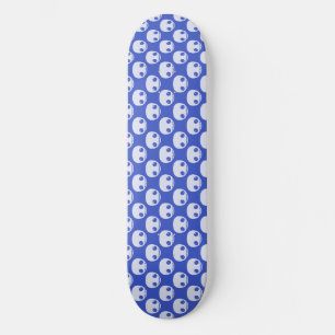 Blue Skatedeck with White Toon Skulls Skateboard