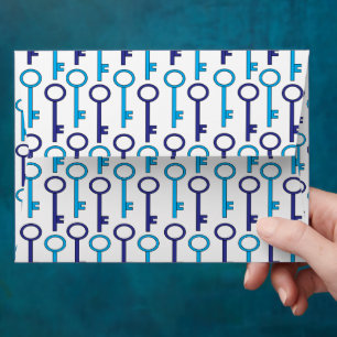 Blue Skeleton Key Seamless Pattern Envelope