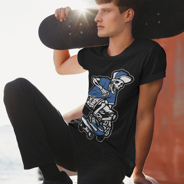 Blue Skeleton Riding Skateboard Cool Graphic Men's T-Shirt (Creator Uploaded)