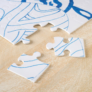"Blue Sketch" Abstract Art Jigsaw Puzzle