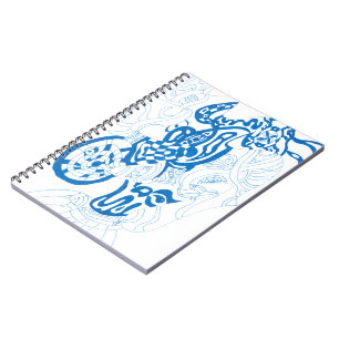 "Blue Sketch" Abstract Art Spiral Notebook