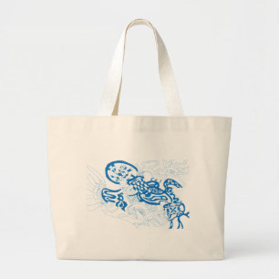 Blue Sketch, abstract Large Tote Bag